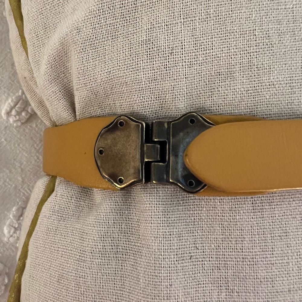 Linea Pelle Anthropologie Marigold Leather Belt w/ Decorative Metalwork